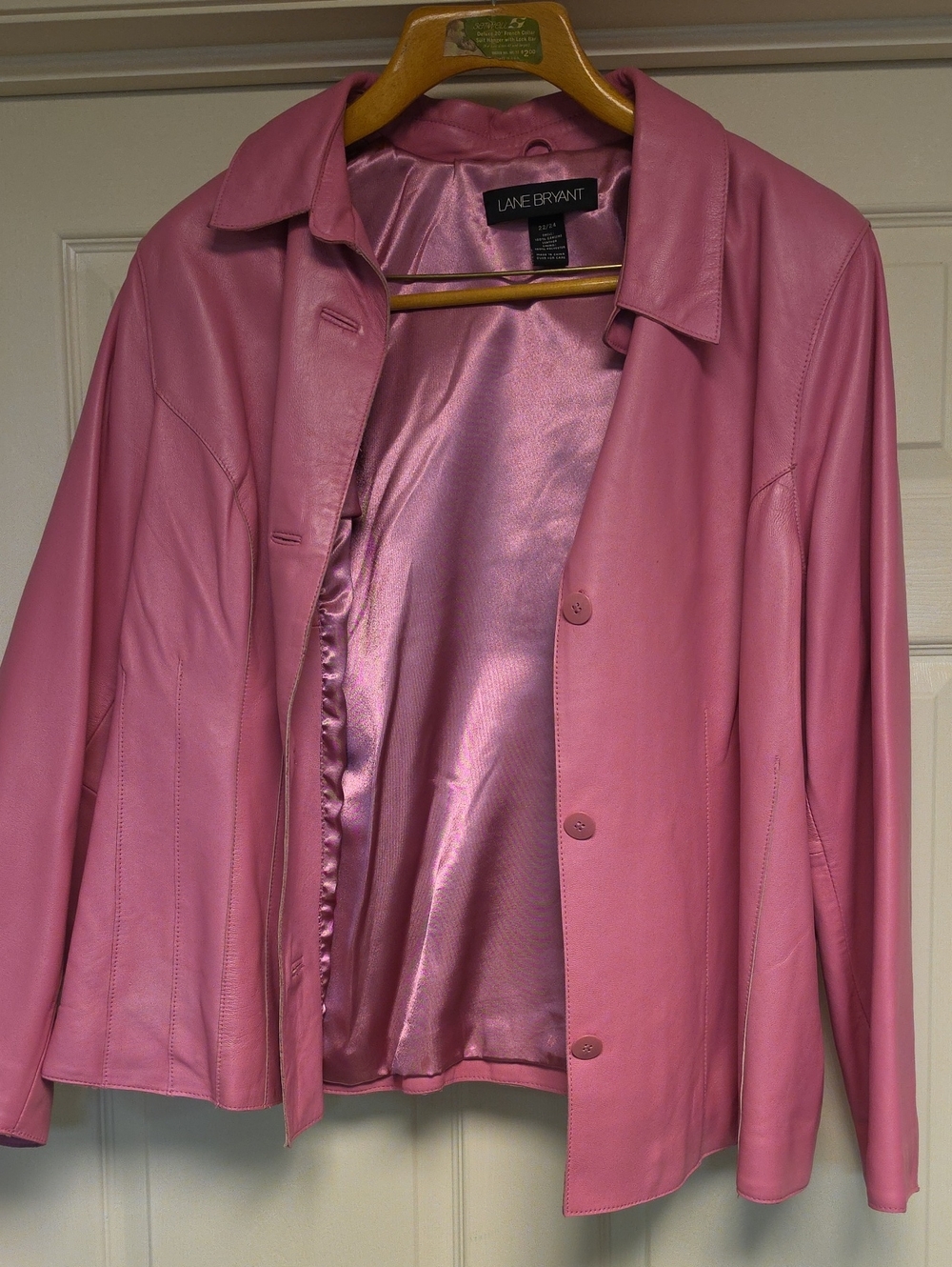 Lane Bryant Rose Pink Leather Button-Front Jacket
